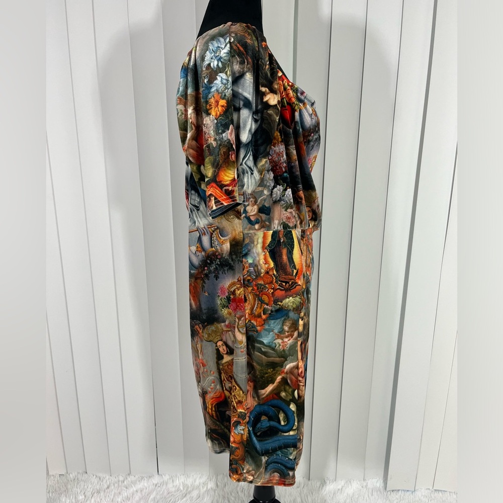 💔SOLD💔NGORDER New Girl Order Milk Maid Renaissance Print Velvet Bodycon Dress - Picture 5 of 12